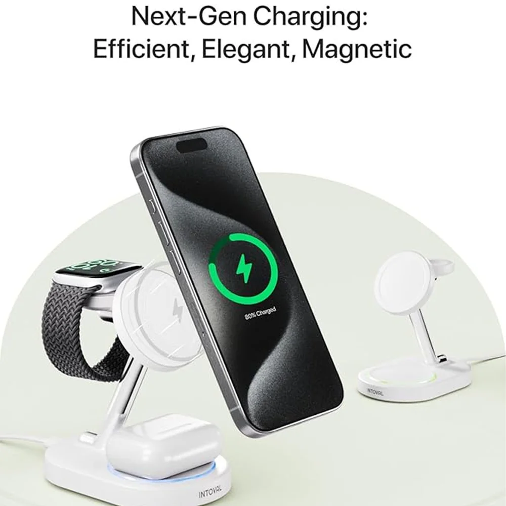 3 In 1 Magnetic Wireless Charger Stand For iPhone 17 16 15 14 13 Pro Max Apple Watch 9 8 7 Airpods Induction USB Fast Charging S