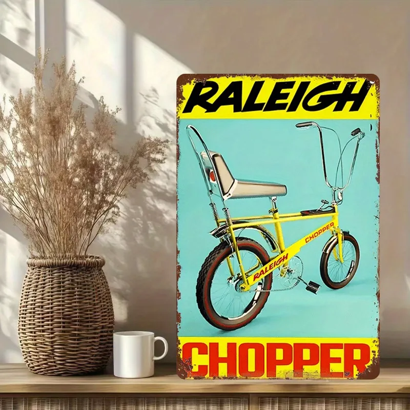 Tin Sign - Raleigh Chopper Retro Bicycle Vintage Durable Metal Plaque Wall Decor, Home Garage Bar Man Cave Wall Art