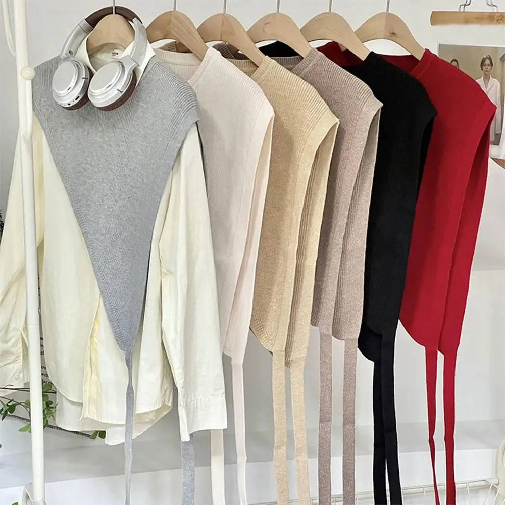 for Blouse Knitted Shawl Vest Warm Polyester Triangle Beveled Edge Vest Solid Color Clothing Accessories