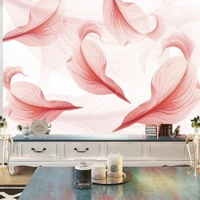 

Modern and simple pink petal TV luxurious home bedroom background wall paper