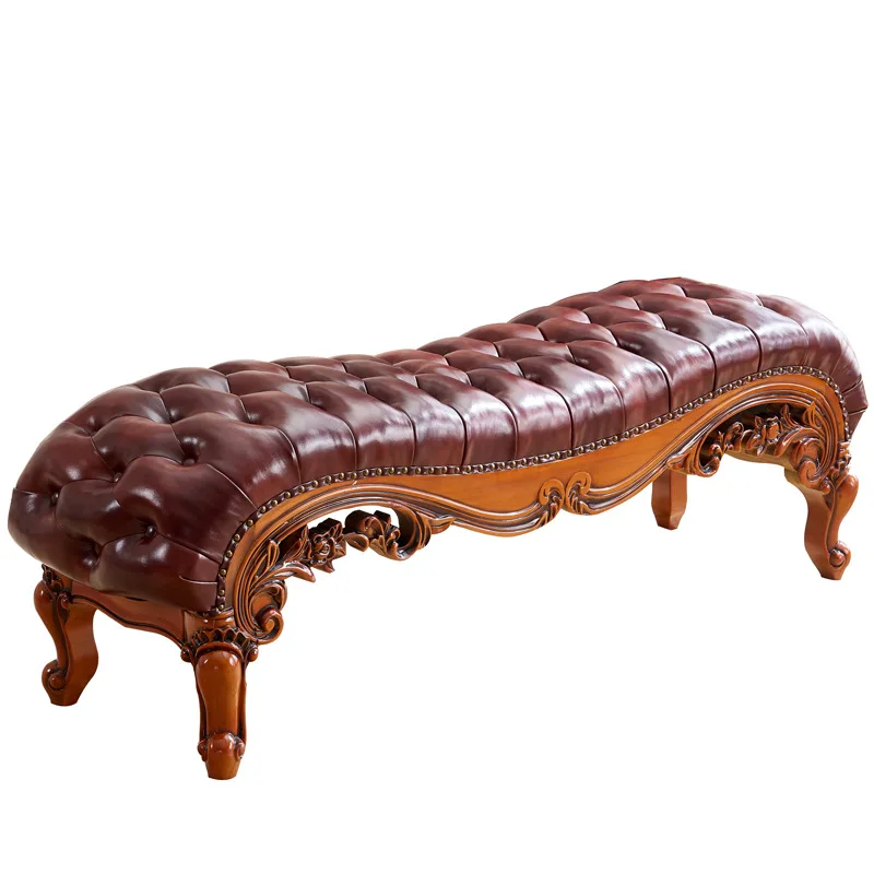 Bed end shoe changing stool sofa pedal all solid wood old carved shoe stool