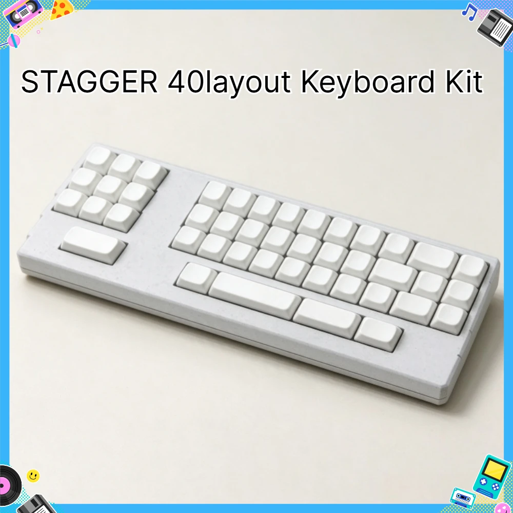 New STAGGER 40layout Keyboard Kit Custom Wired Single-mode FDM Printed Case Magnetic VIAL Ergonomics Gaming Office Keyboard DIY