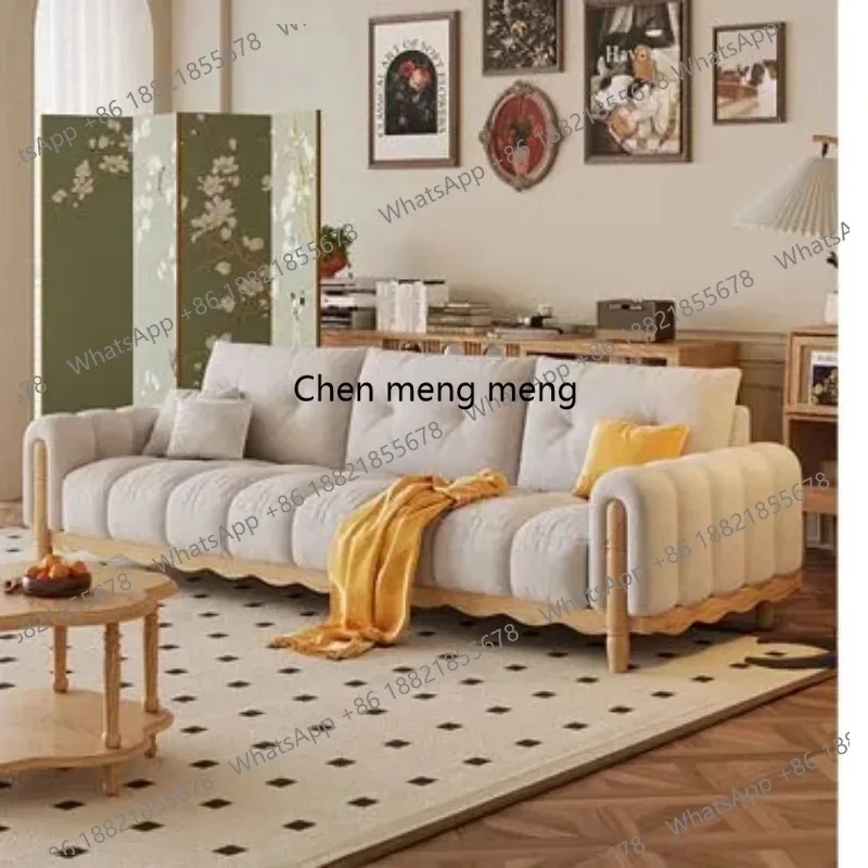 F150 Französisches Retro-Sofa im mittelalterlichen Stil aus Massivholz für drei Personen, gerades Stoffsofa, Wohnzimmermöbel für kleine Wohnungen, Stoffbezug, mehrfarbig