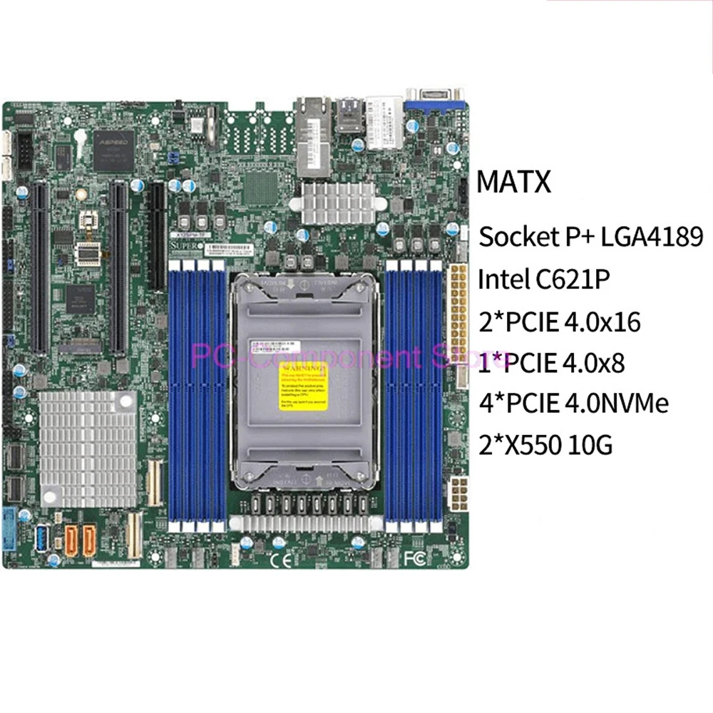 Server Motherboard For Supermicro LGA-4189 DDR4-3200MHz M-ATX 12V DC X12SPM-TF