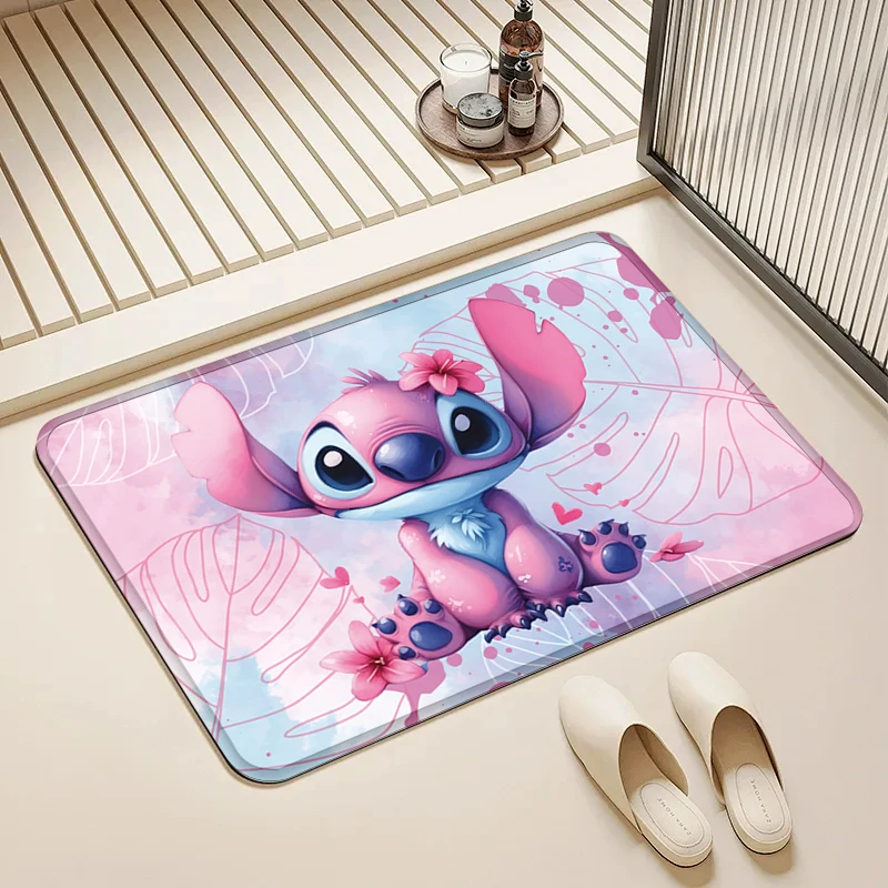 

Disney Pink & Blue Stitch Hug Pattern Doormat Anti-slip Floor Mat for Home Entrance Living Room Bedroom Bathroom Decor