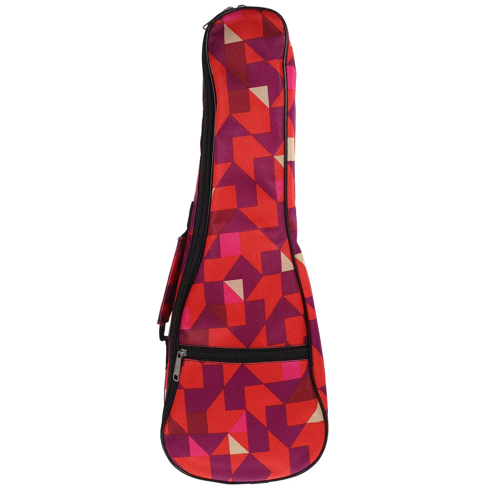 21 Inch Ukulele Bag Waterproof Oxford Cloth Portable Travel Backpack Red Geometric Pattern Thick Material Protects Ukulele