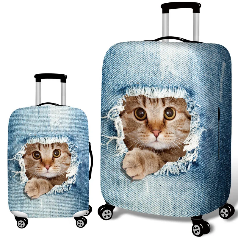 Cowboy Suitcase Case Cover 3D Cat Dog Luggage Elastic Protective Covers 18-32Inch Trolley Baggage Dust Cover Travel Accessories