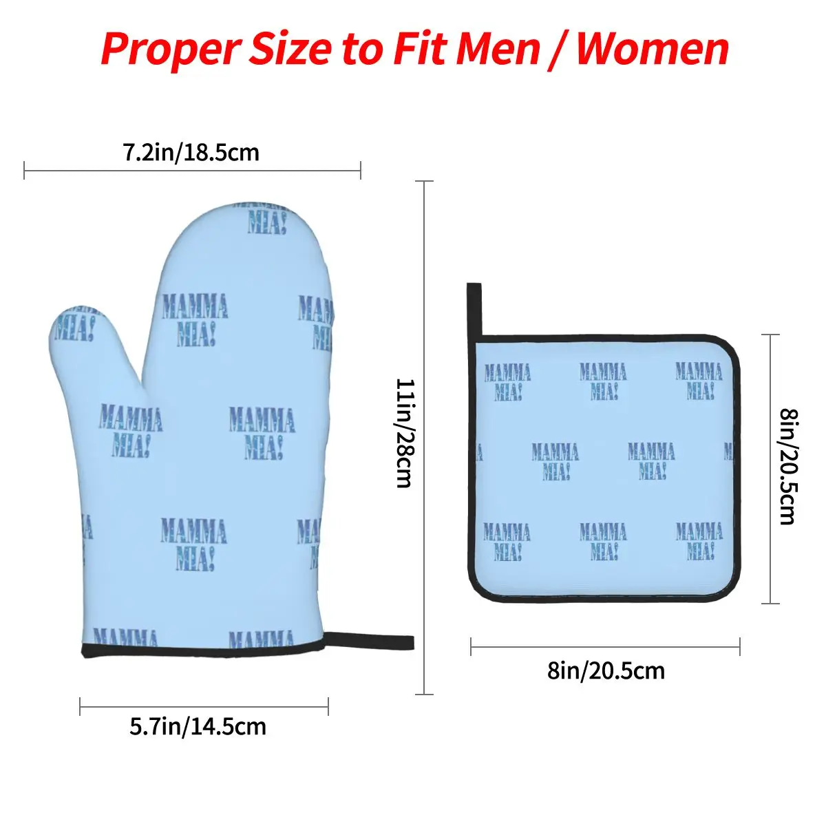 Mamma Mia -disco Oven Mitts and Pot Holder Sets of 4 for Baking Kitchen Cooking BBQ Resistant Non-Slip Gloves