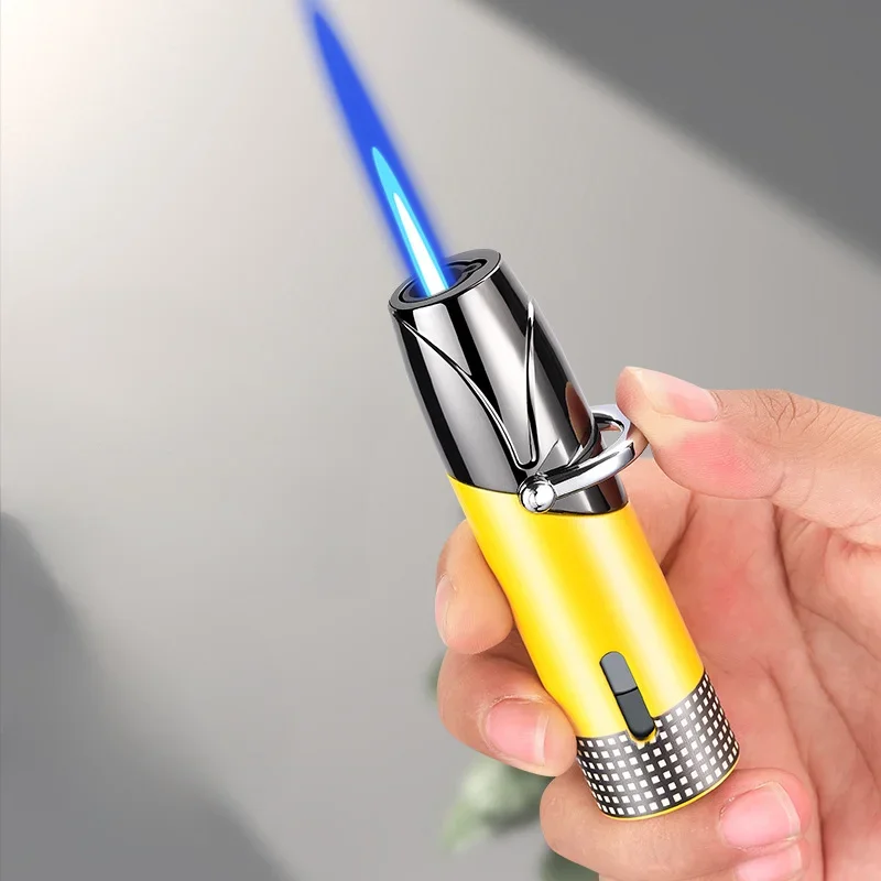 New Cigar Joystick Inflatable Lighter Windproof Metal Jet Blue Flame Torch Luxury Lighter Smoking Accessories Men's Gift