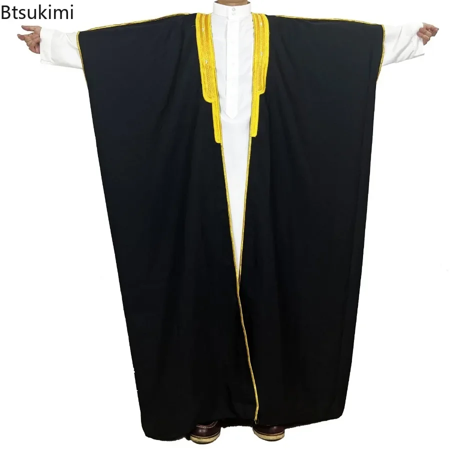 Abayas ouvertes du Moyen-Orient pour hommes, Robe musulmane, Kimono Dishdasha, Islam Vêtements, Dubaï, Caftan saoudien, Robe brodée, Robe de prière, Thobe