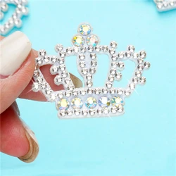 10pcs Padded Crown Rhinestone Patches for DIY Clothes Crafts Decor Applique Headwear Headband Bow Jewelry Accessories