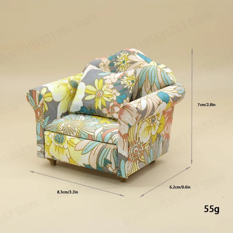 1:12 Miniature Furniture Model, Micro Single Sofa with Striped Fabric