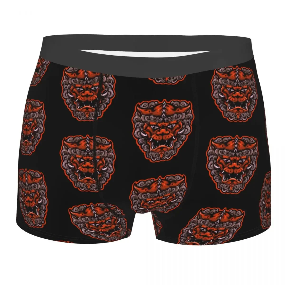 Japanesse Lion Mask Underpants Breathbale Panties Male Underwear Print Shorts Boxer Briefs