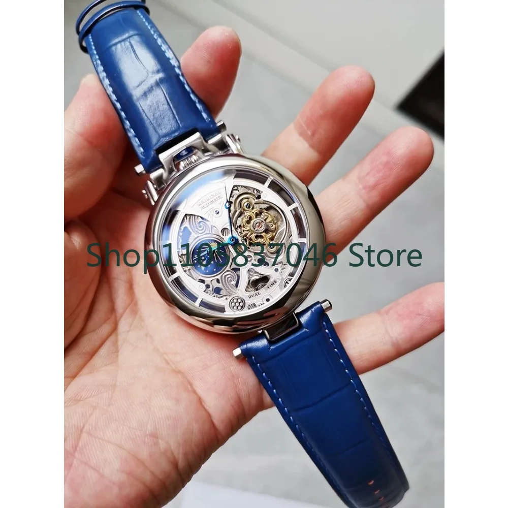 's Personalized Fashion Plate Men's Mechanical Watch Fully Automatic Hollow Star Moon Phase Watch