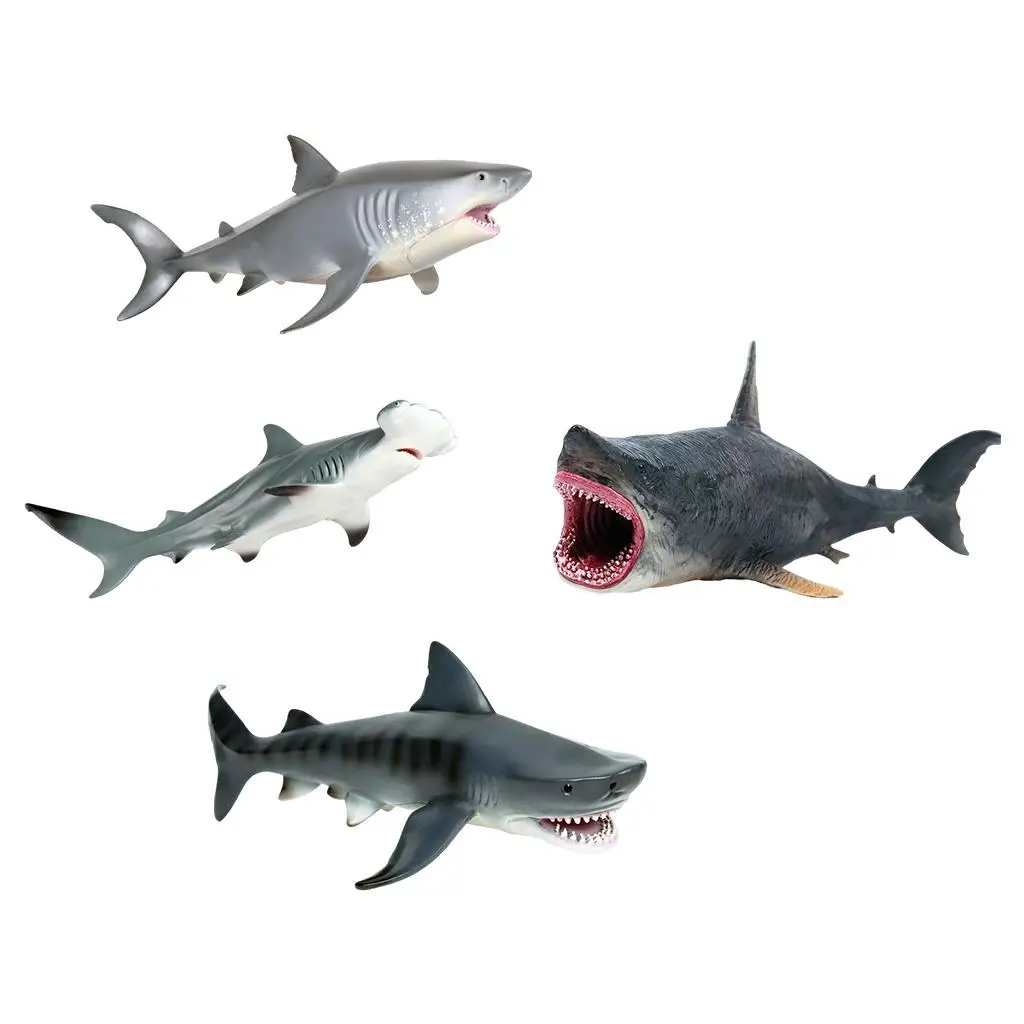 Marine Life Shark Action Figures Hand-Painted Model Toy Playset