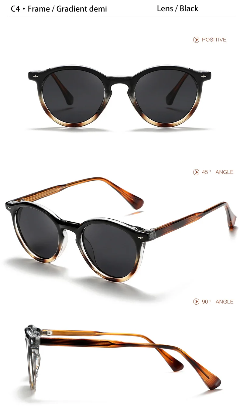 CATERSIDE Runde polarisierte Sonnenbrille für Herren, Propionat, hochwertige Sonnenbrille für Damen, Punk, Outdoor, Fahren, Angeln, Brillen, UV400 – Detail 11