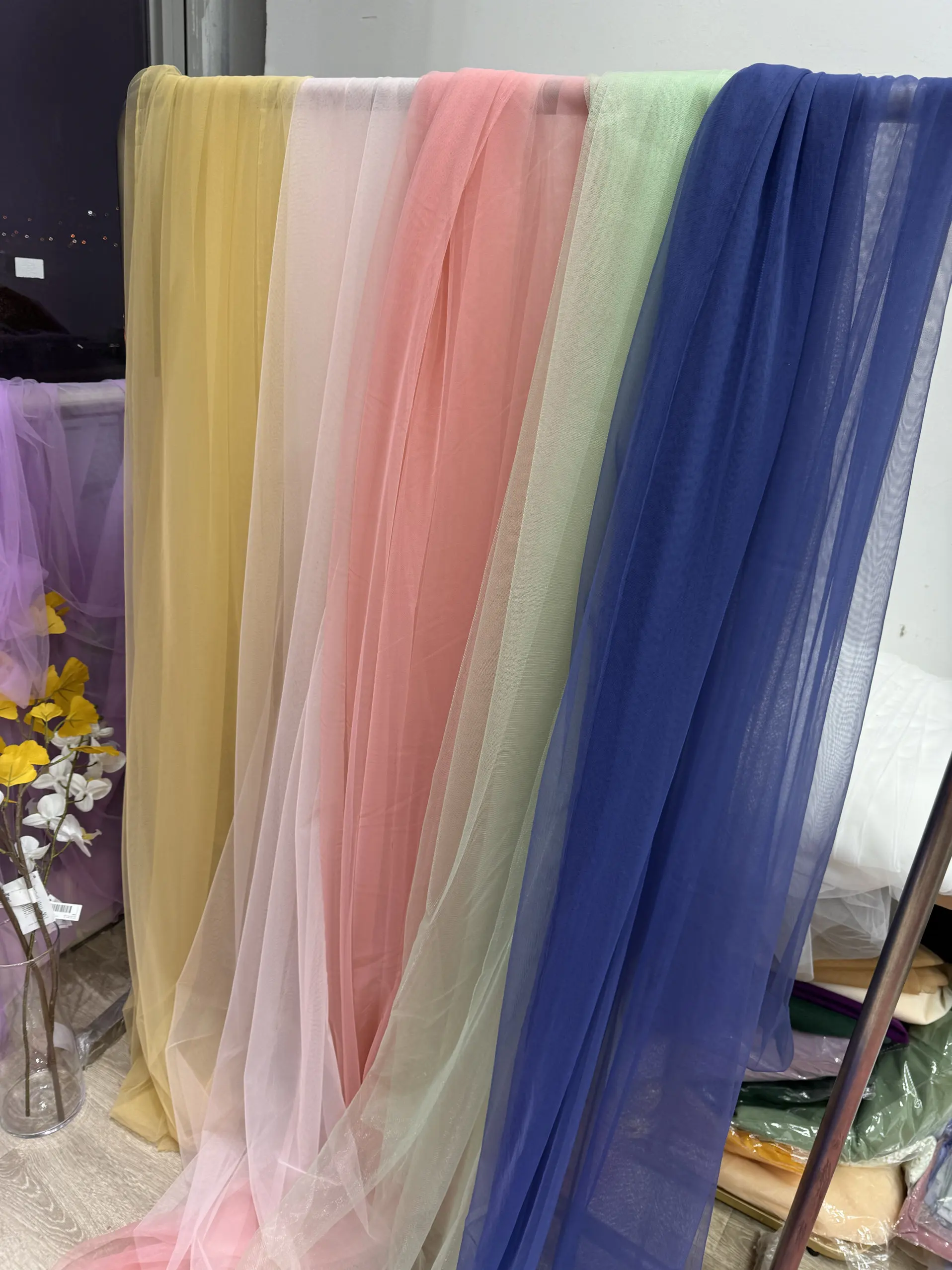 Purple Draping Fabric for Wedding Celebration Gauze Curtain Suspension Ceiling Stage Wooden Frame Arch Decoration Soft Fabric
