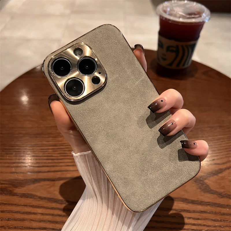 Schaffell-Handyhülle für iPhone 11, 13, 12, 14, 15, 16, 17, Pro Max, Luftbeschichtung, Stoßstange, Drehung, Pelz, Lammleder, Metalllinse, Handyhülle – Detail 6