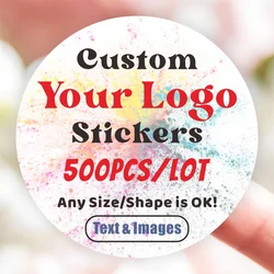 500PCS Custom Stickers Customized Logo Labels Wedding Birthday Baptism Packaging Print Your Own Sticker Personalized Stickers