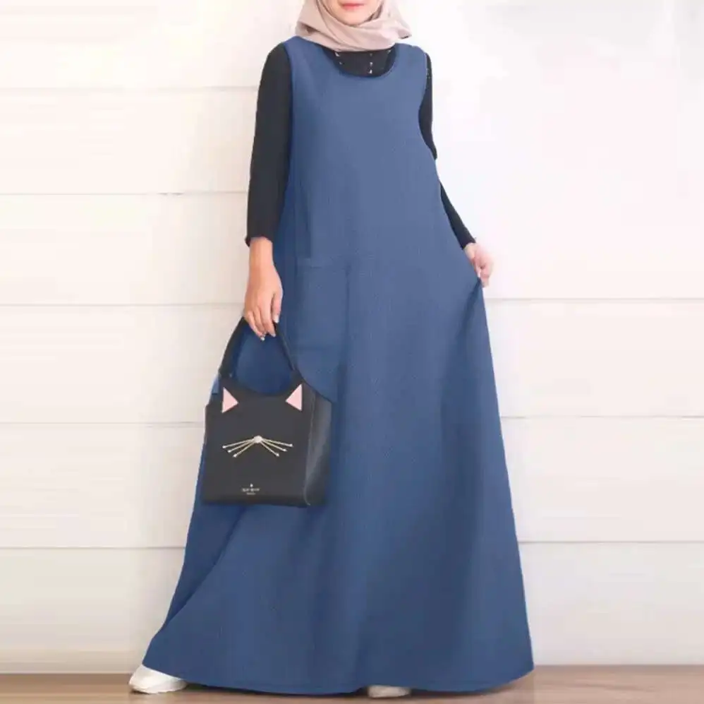 Robe de Cowboy longue sans manches, nouvelle mode musulmane, ample, couleur unie, Abaya, Ramadan, dubaï, luxe, Islam, élégante, 2025