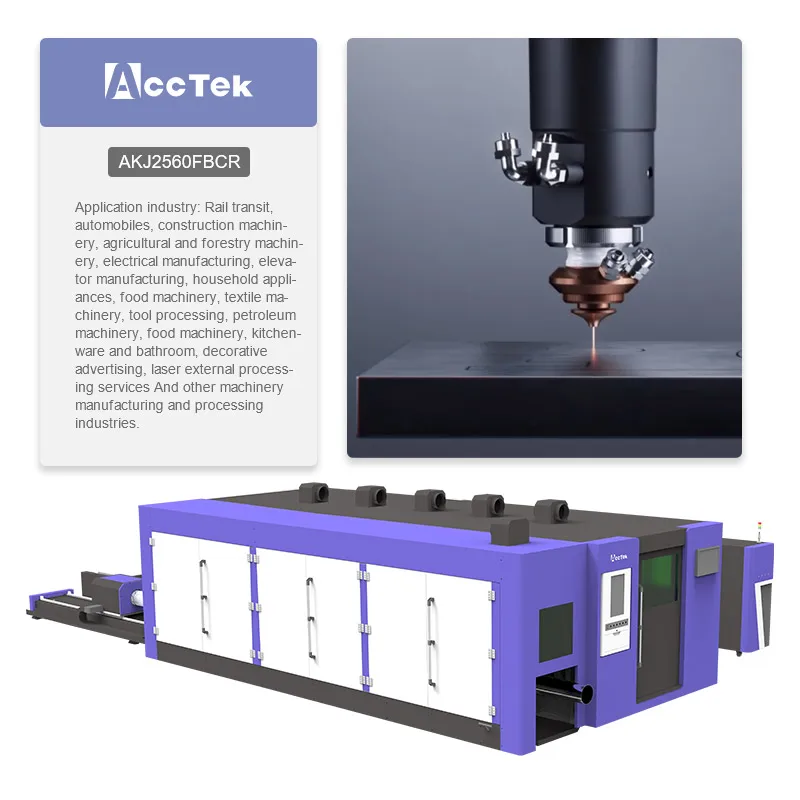 AccTek 6kw 12kw High Power Fiber Laser Cutting Machines with Rotating and Exchange Platform Production Fast Free Customization