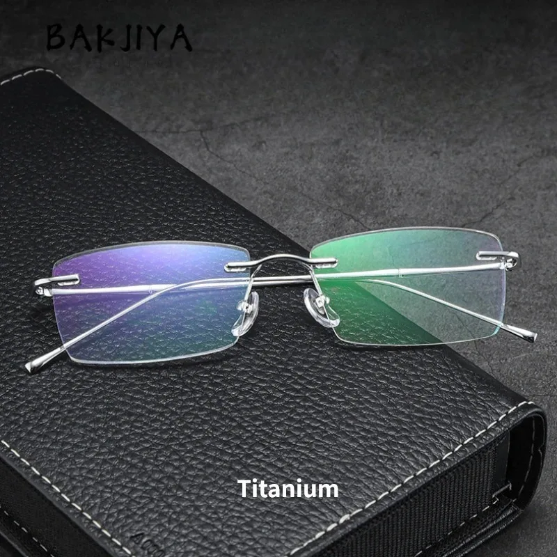 

Fashion Rimless Eyeglasses Frame Anti-Blue Ray Lens Men Pure Titanium Ultra-light Glasses Frame Women Square Frameless Spectacle