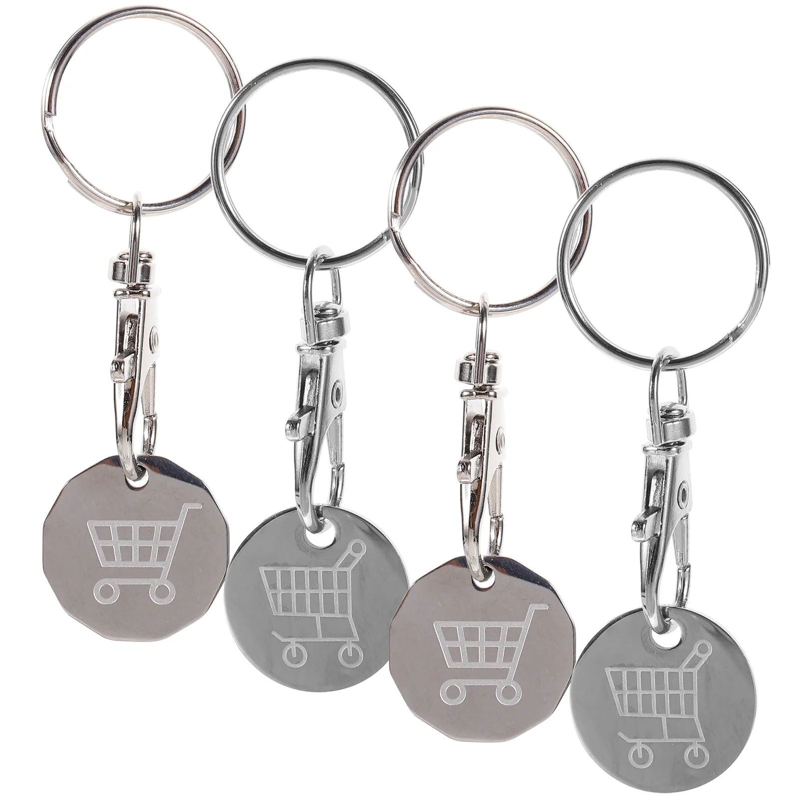 4 Pcs Cart Token Shopping Trolley Tokens Keychain Metal Ring Small Gofts Ornament Stainless Steel Coin Pendant