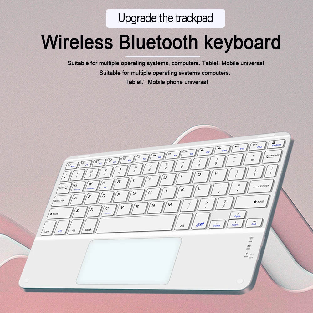 Teclado inalámbrico con Bluetooth para teléfono inteligente, panel táctil para PC, ordenador portátil, iOS, Android, Windows, iPad, Keyboard