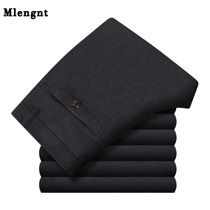 Suit Pants For Men Thick Formal Business Male Baggy Pants Straight Streetwear Stretch Long Trousers Warm Casual Classic For Mens