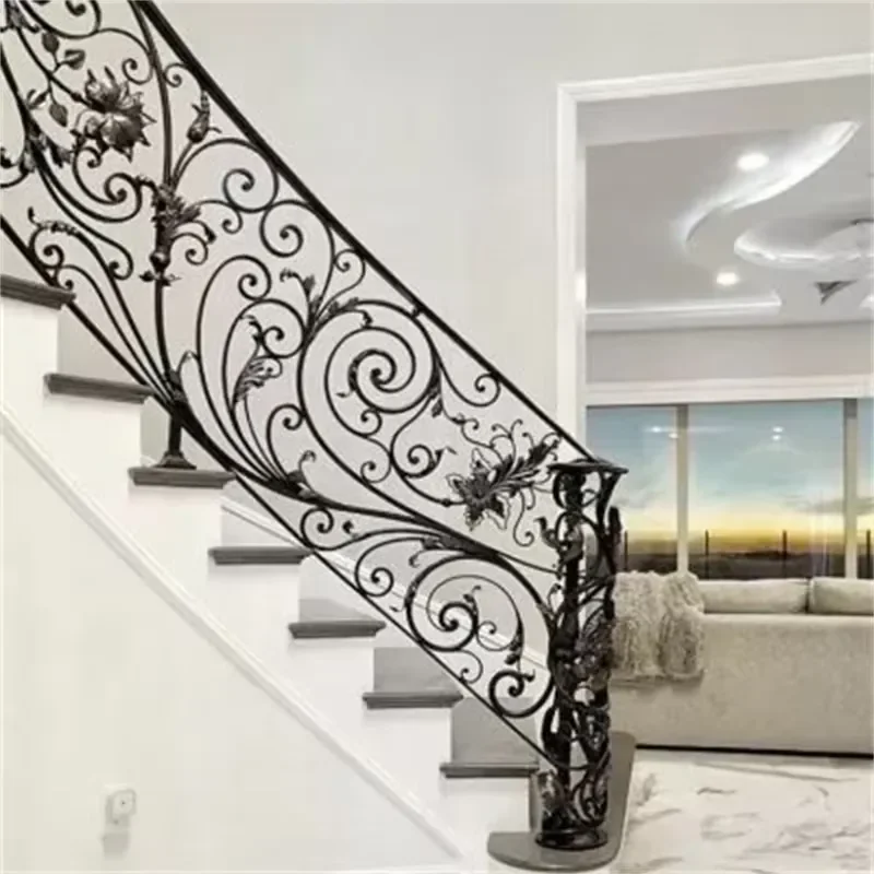 Iron Staircase Handrail Indoor Railing Balcony Guardrail Forged Iron Revolving Staircase Iron Guardrail