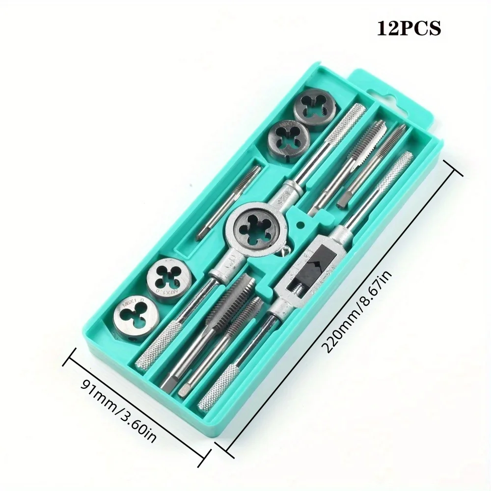 8/12/20In 1 Tap And Die Set M3-M12 Male Thread Screw Threading Tool Kit Alloy Steel Female Mechanical Professional Tools Machine