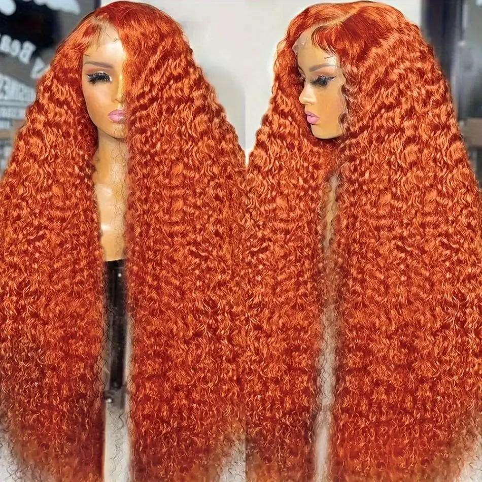 

Lace Frontal Wig 13x6 Curly Wigs Ginger Orange 13x4 HD Human Hair 30 36 Inch Deep Wave Brazilian Wigs For Women Lace Front Wig