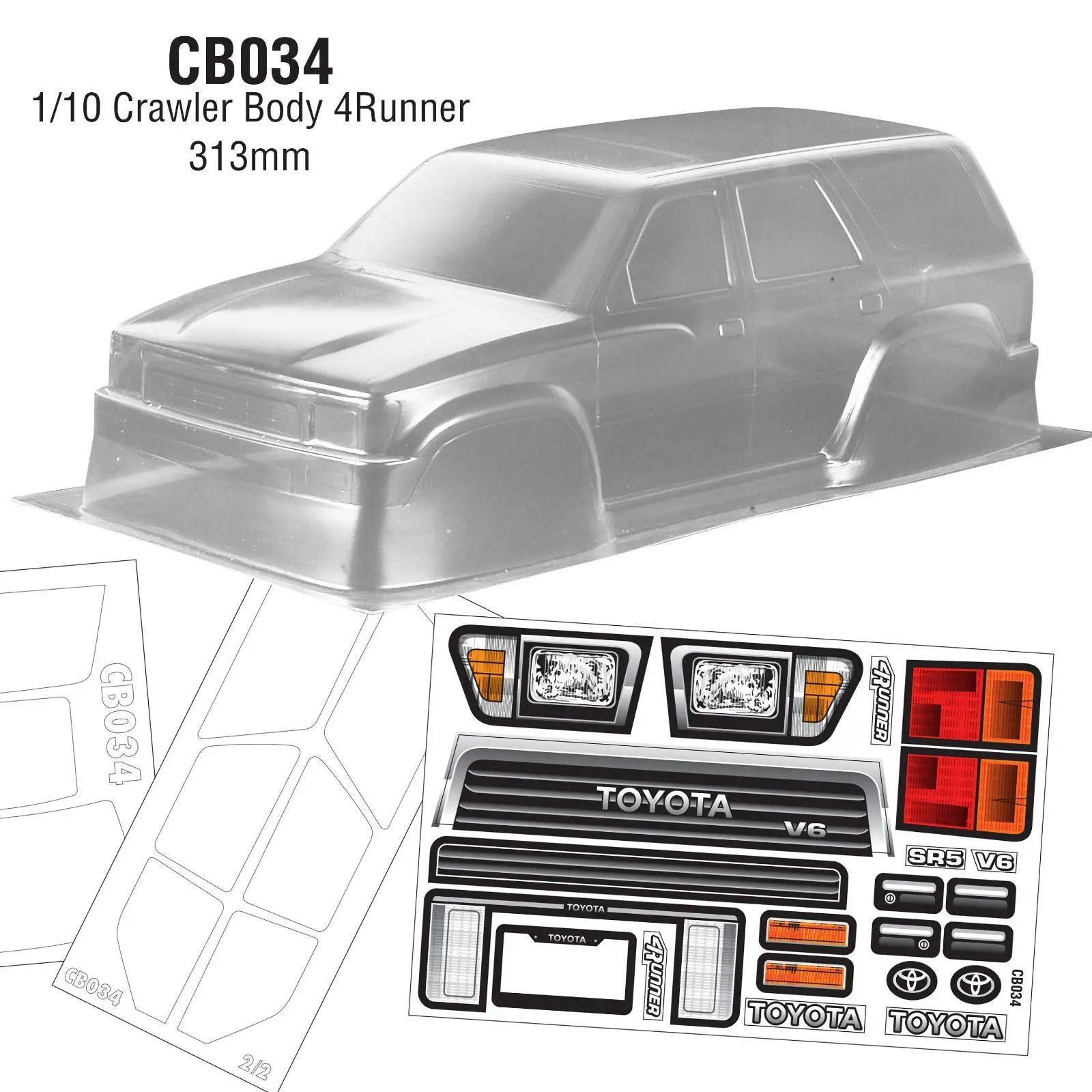 

CB034 1/10 Climbing Car Shell SCX10 TRX4 313mm Car Shell Suitable for Toyota 4Runner Model
