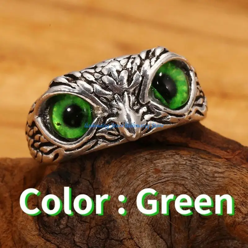 573B Owl Eye Ring Men Women Engagement Wedding Rings Jewelry Gift Resizable