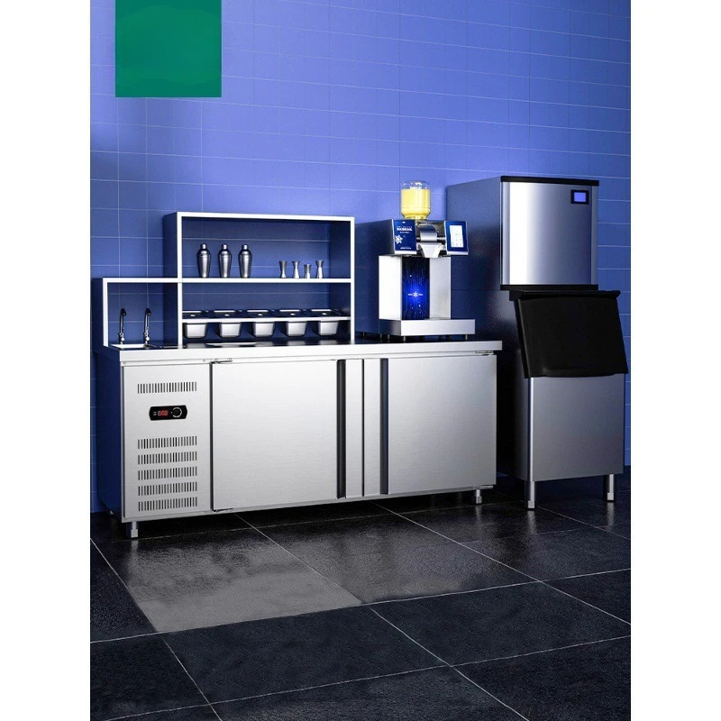 

Refrigerator Water Bar Equipment Small Sink Refrigeration Freezing Workbench with Shelf
