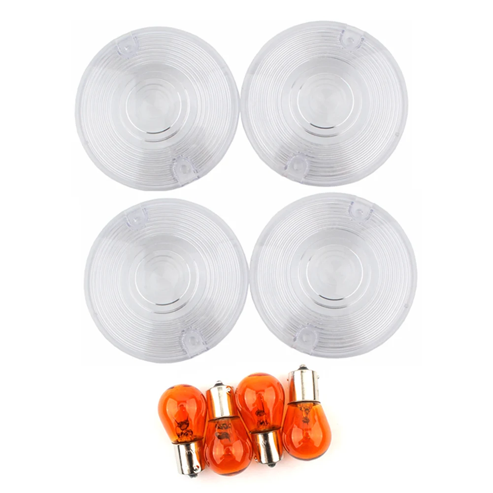 4Pcs/Set Motorcycle Front Rear Turn Signal Lens Cover W/ Bulbs Light Blinker For Harley Davidson Glide 1986-2019