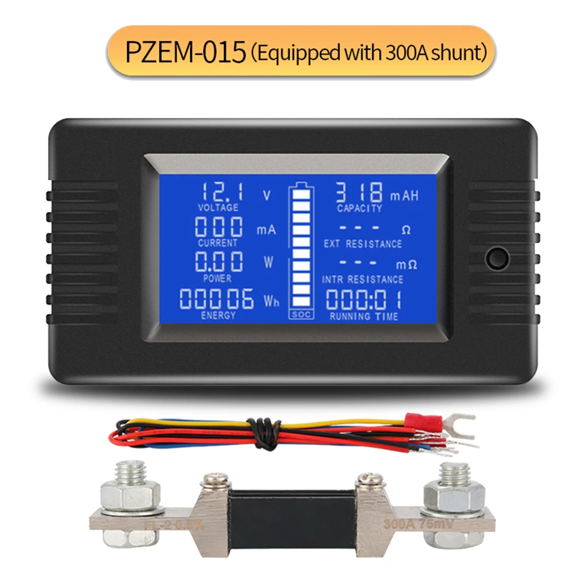 PZEM015 Digital DC 0-200V Voltage Current with 300A Shunt Car Battery Tester Voltage Meter Monitor 12V 24V