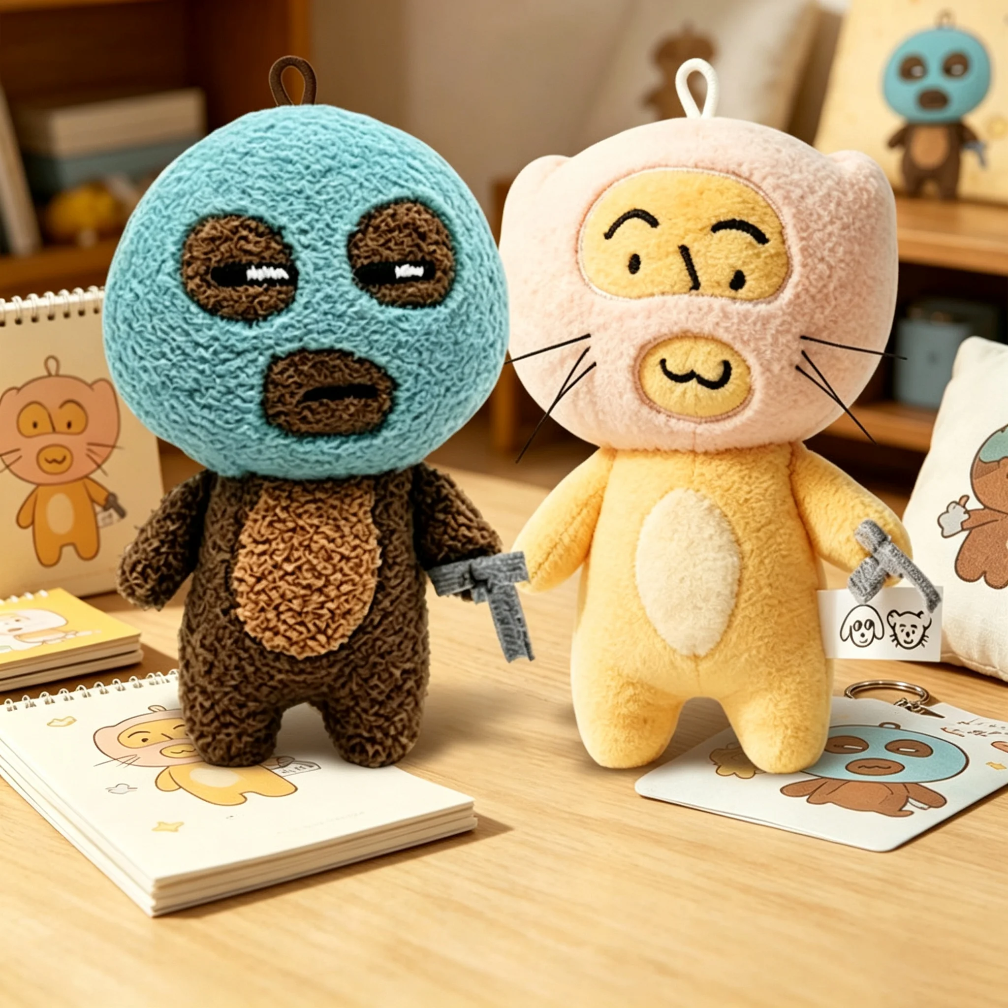 Funny Robber Plush Keychain, Ugly Cute Abstract Stuffed Doll Pendant, Unique Student Backpack Charms, Novelty Gift for Friends