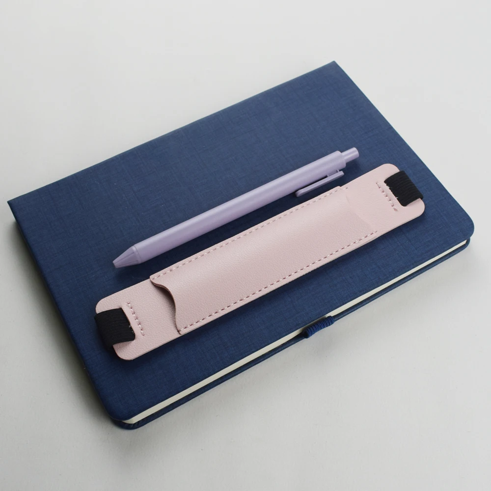 PU Leather Pen Case with Elastic Band for Notebook or Book Attachment Single Ballpoint or Fountain Pen Pencilcase