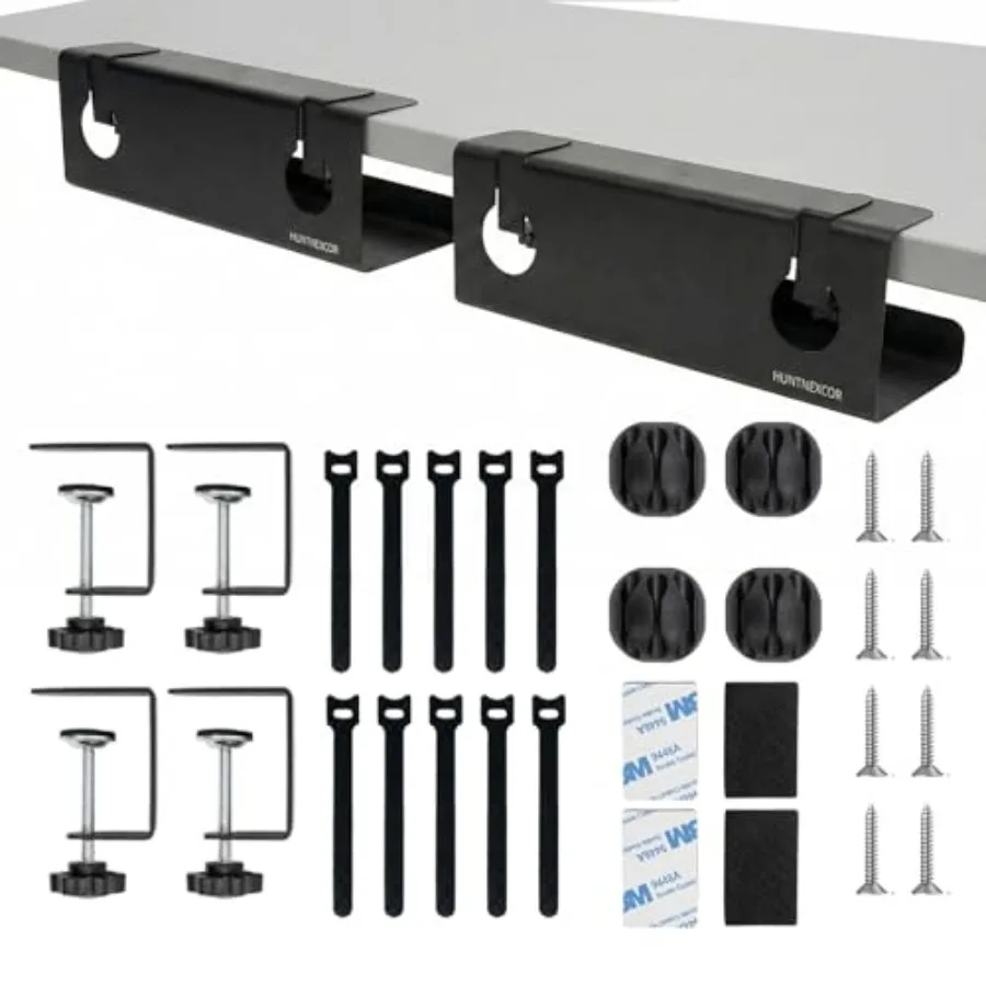 

Органайзер для кабелей под стол без сверления с креплением-зажимом, 17-дюймовая металлическая полка для хранения проводов и аксессуаров для дома/офиса