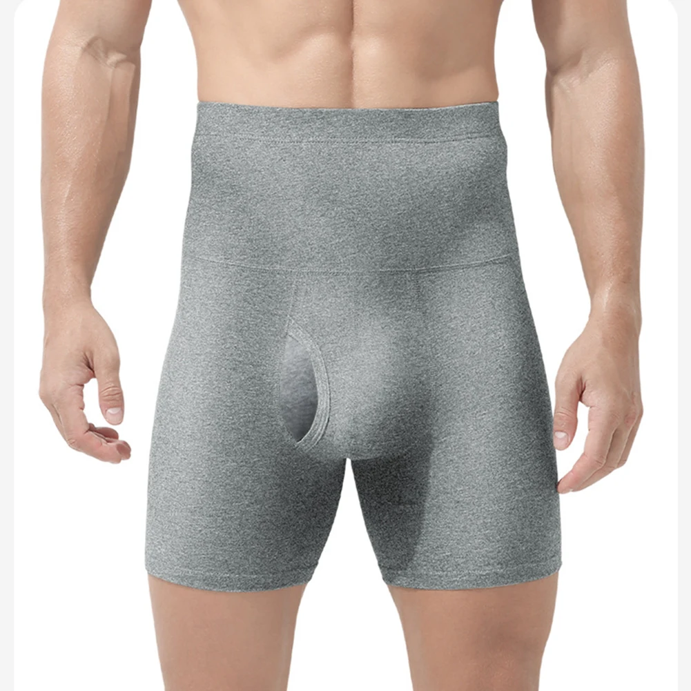 Cuecas boxer masculinas confortáveis de cintura alta com bolsa respirável, cuecas macias de poliéster e elastano para uso estendido