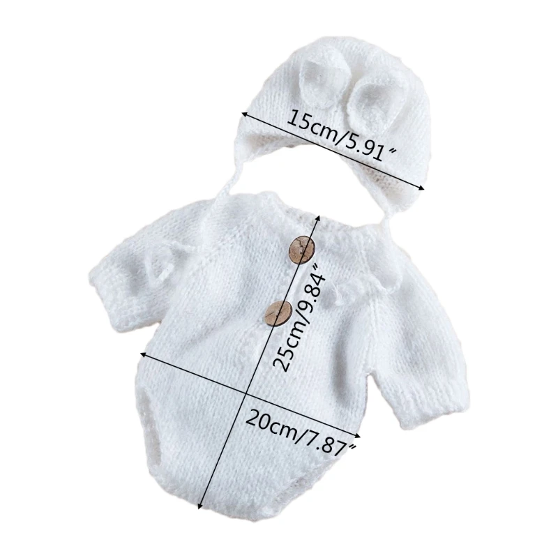 1 Set Knitted Baby Hat Romper Set Newborn Photography Props Outfit Infants Photo Clothing