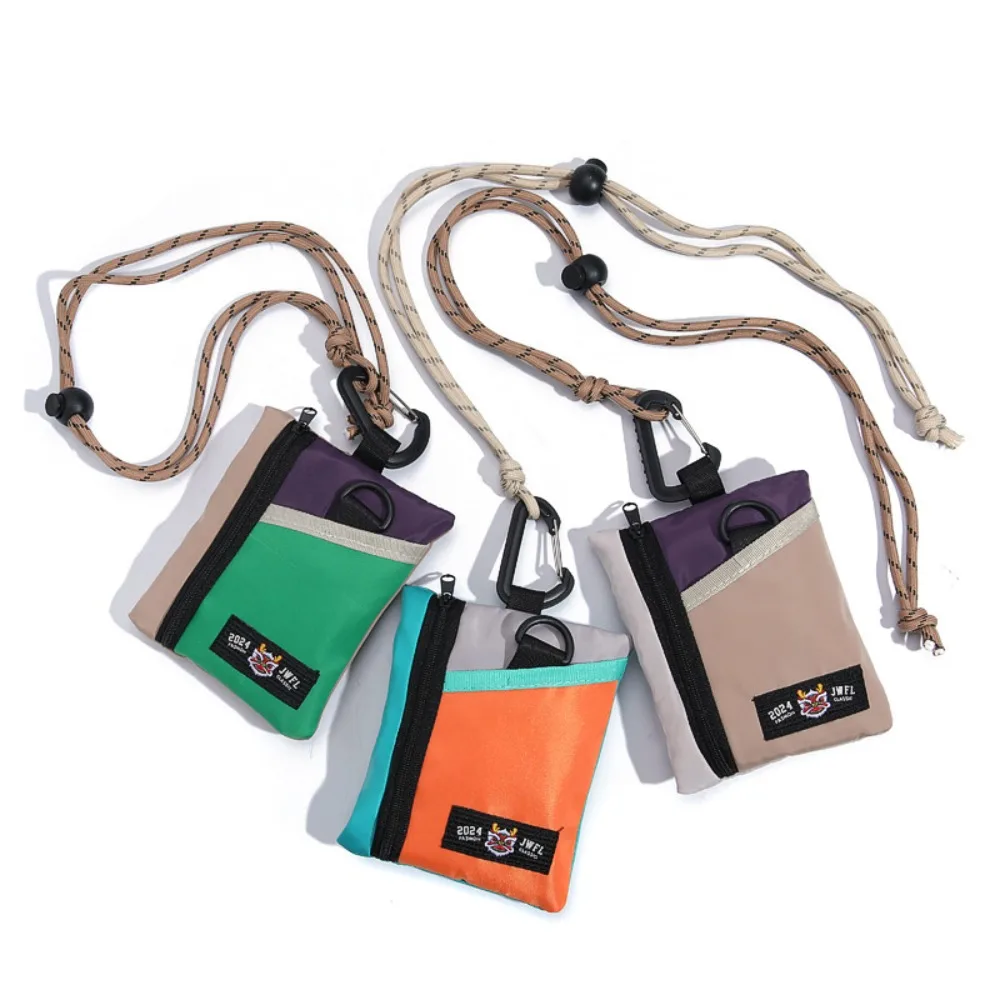 

Fashion Nylon Coin Purses Neck Strap Lanyard Mini Coin Bag Cartoon Card Holder Student