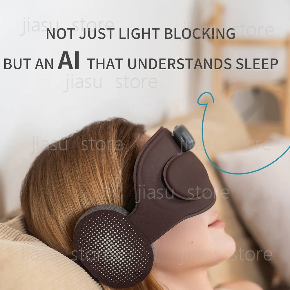 APP Controlled AI Sleep Meditation Mask, Bluetooth Audio Blackout Eye Cover, Portable Smart Eye Relax Device