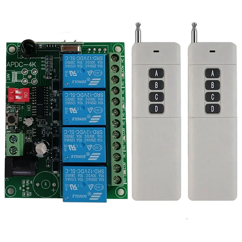 3000m 433Mhz汎用ワイヤレスリモートスイッチDC 12V 24V 4CHリレー受信モジュールとRFリモートコントロール433Mhz送信機