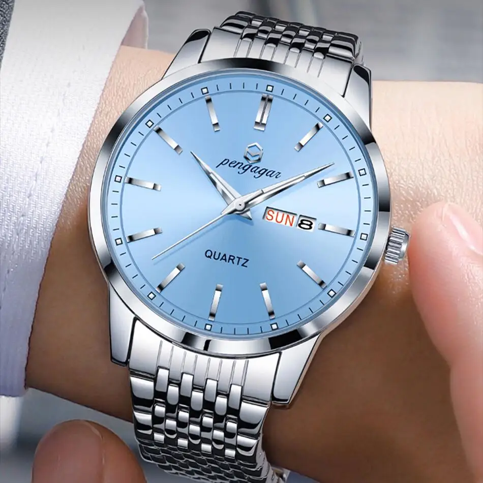 

2025 New Top Brand Luxury Man Wristwatch Waterproof Luminous Date Men Watches Stainless Steel Quartz 43mm Men's Watch Male reloj