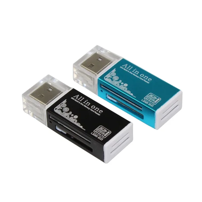 1 stücke Kartenleser Tiny USB 2,0 Alle In 1 Multi Memory Card Reader Adapter Für Micro SD SDHC TF m2 MMC 2 Farben