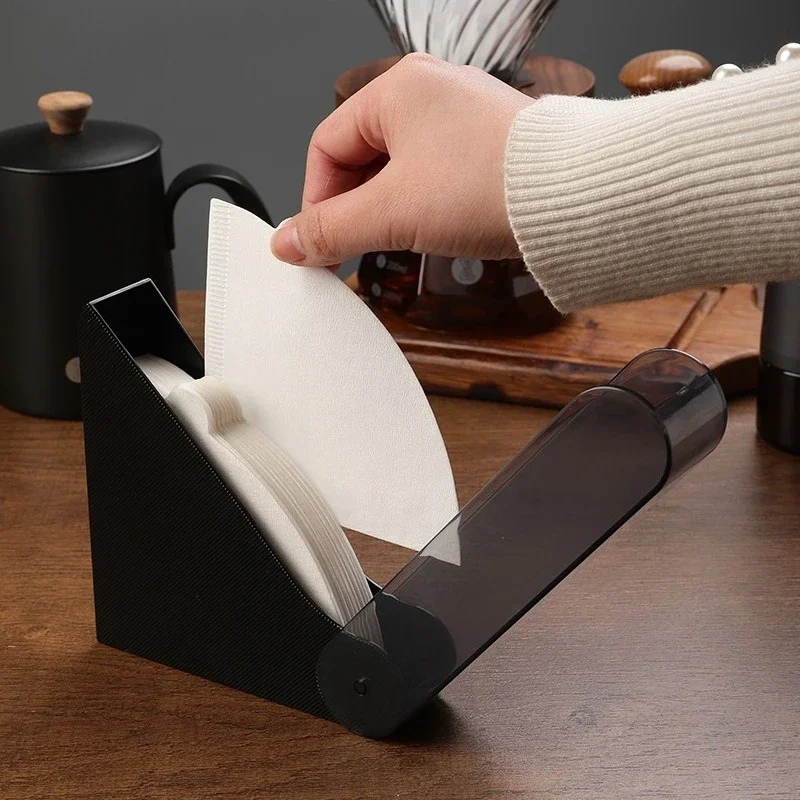 2025 New fan coffee filter paper storage box, hand-brewed dust-proof V01 filter paper organizer, brewing accessories