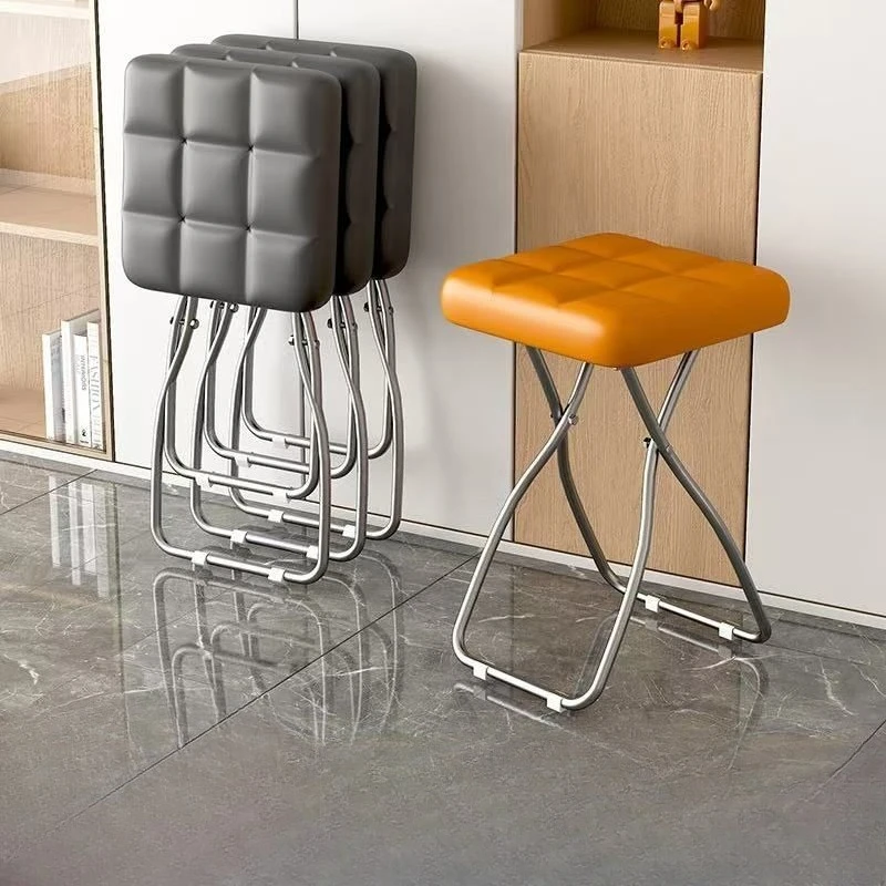 

Folding Stool for Home-Thickened Sponge Seat with Anti-Slip BasePortable Study/Desk Chair for Small SpacesHeavy-Duty Metal Frame