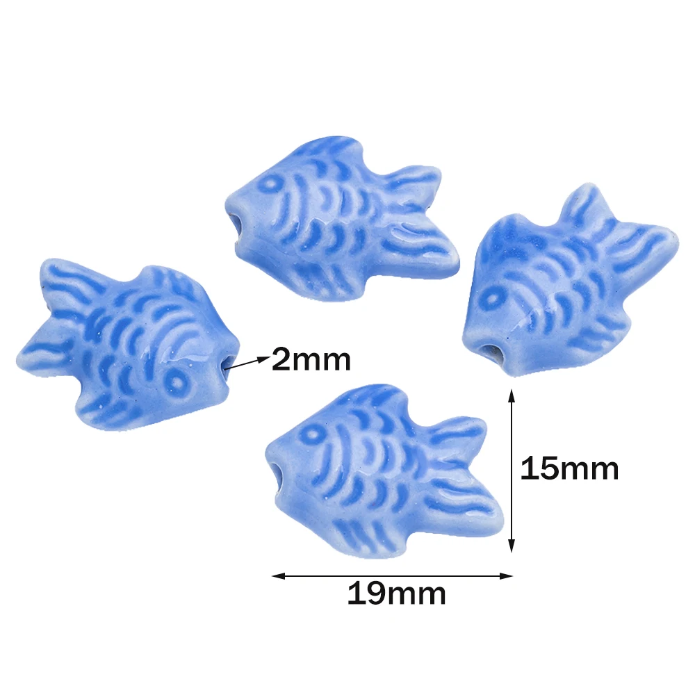 5pcs 19x15mm Large Porcelain Ceramic Fish Loose Beads Colorful Beads for Bracelet Earring Necklace DIY Jewelry Crafts Making